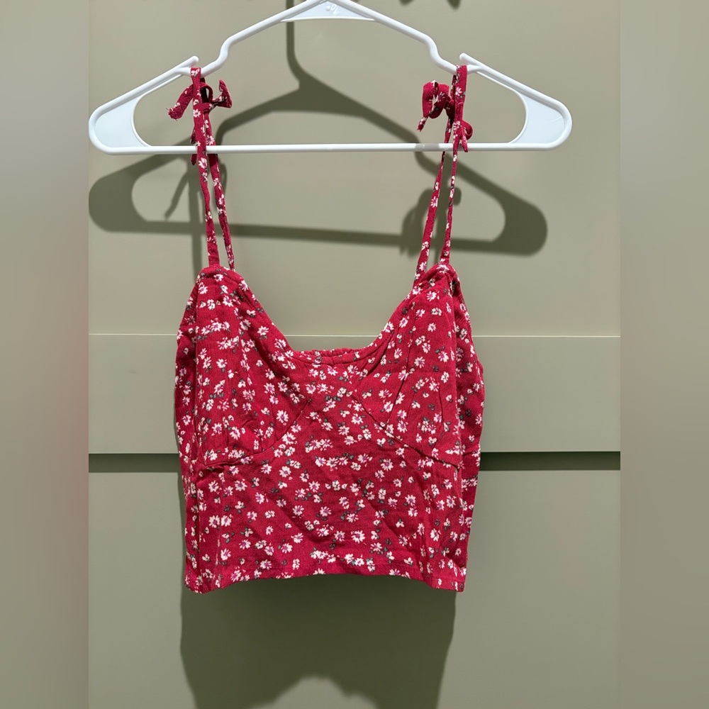 Melrose Place Floral Red Crop Top